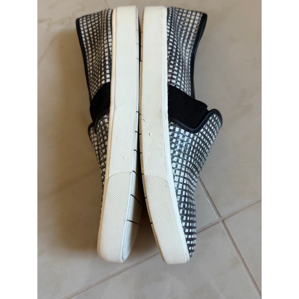 VINCE. Blair black white checkered leather slip on skater platform sneaker shoe - Picture 6 of 9